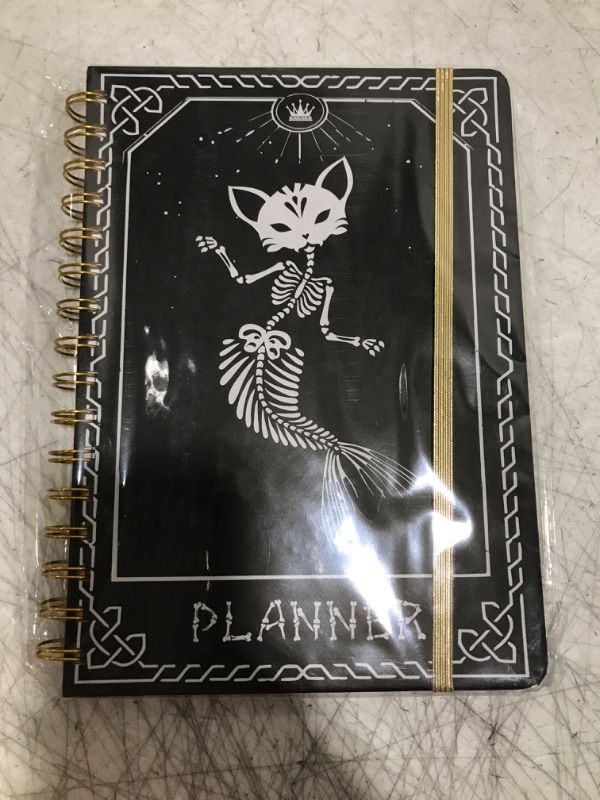 Photo 2 of 2024 Planner, 12-Month Weekly Monthly Planner from JAN.2024 to DEC.2024, 8.4" X 6", Planner Notebook with Spiral Bound, Stickers & Sticky Index Tabs, Fox-Fish Skull Black - 01