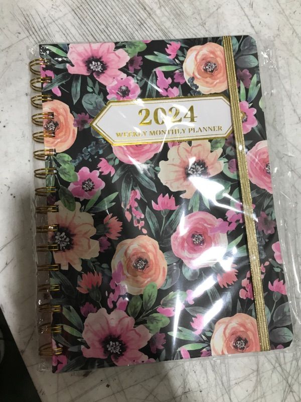 Photo 2 of 2024 Planner, 12-Month Weekly Monthly Planner from JAN.2024 to DEC.2024, 8.4" X 6", Planner Notebook with Spiral Bound, Stickers & Sticky Index Tabs, Colorful Floral Floral - 02