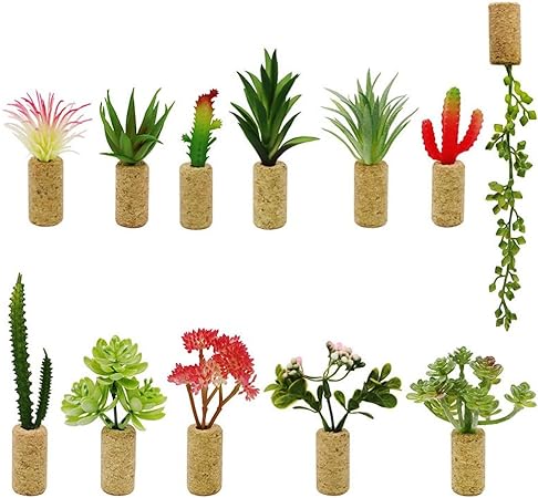 Photo 1 of 12 PCS Plant Fridge Magnets Creative Mini Succulent Artificial Plants Refrigerator Magnets Potted Magnet Stickers Cute for Magnet Boards Fridge Home Office Whiteboard Decor and Two Strong Magnets