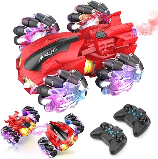 Photo 1 of AEROQUEST 2-in-1 Remote Control Car - Light up RC Stunt Car for Kids with Spray Split Dual-Purpose Remote Control Cars for Adult 4WD RC Car with Two Rechargeable Batteries Gift for Kids 