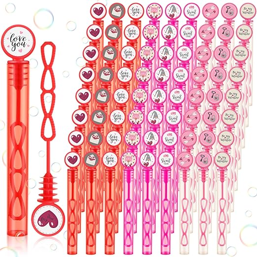 Photo 1 of 300 Pcs Valentine's Day Bubble Wands, Mini Bubble Wands for Valentine's Day Party Favors, Valentine's Classroom Exchange Prizes Game Prizes, Party Goodie Bag Stuffer for Girls Boys
