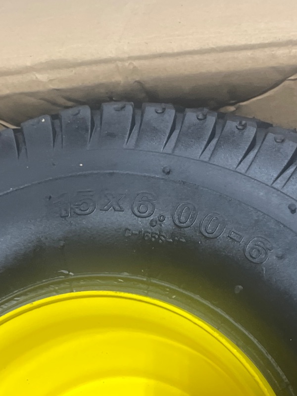 Photo 3 of 15x6.00-6nhs Lawn Mower Tires Flat Free, 2 Pcs 15x6-6 Tire and Wheel with 3/4" & 5/8" Precision Bearings -1" Bushings & 3" Offset Hub Compatible with John Deere Husqvarna Riding Mowers Lawn Tractors
