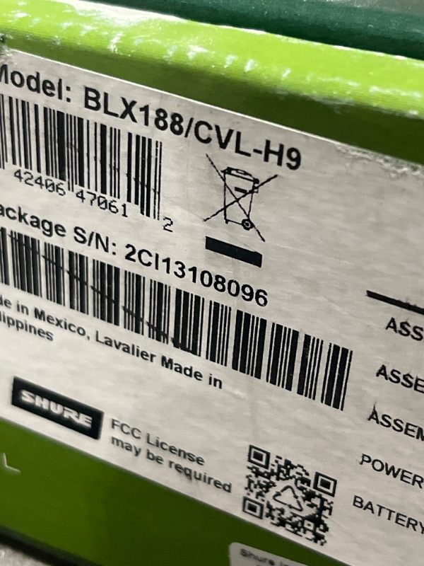 Photo 7 of Shure BLX188/CVL UHF Wireless Microphone System - Perfect for Interviews, Presentations, Theater - 14-Hour Battery Life, 300 ft Range | Includes (2) Lavalier Mics, Dual Channel Receiver | H9 Band H9: 512-542 MHz