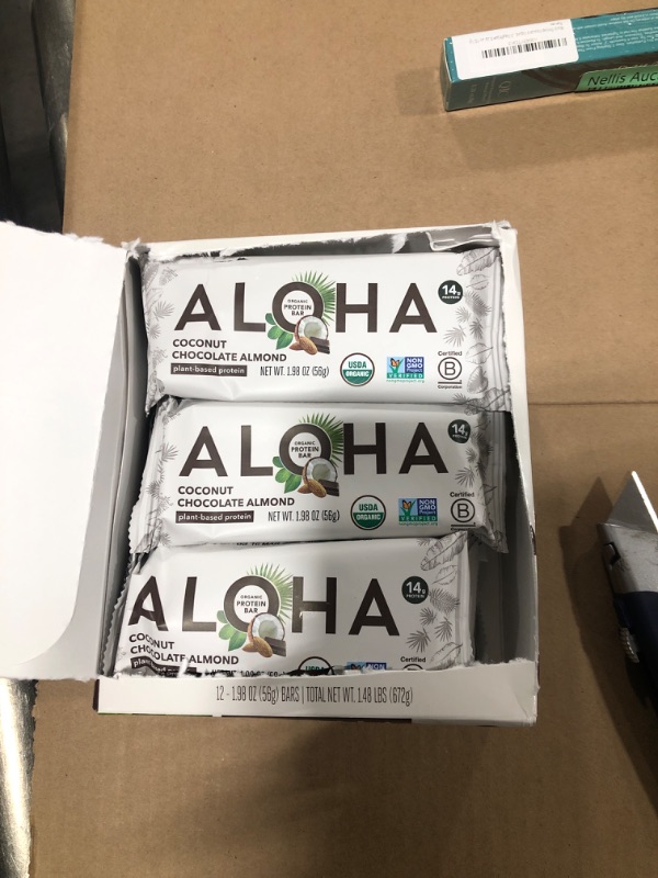 Photo 2 of ALOHA Organic Plant Based Protein Bars - Coconut Almond, Vegan, Low Sugar, Gluten-Free, Low Carb, Non-GMO, No Stevia, No Erythritol - 12 Count (Pack of 1) Coconut Chocolate Almond