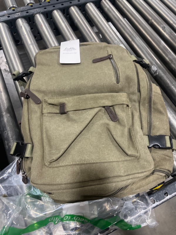 Photo 2 of KAUKKO Canvas Travel Backpack, Personal Item Airline Approved, Carry On Backpack with Multi-Pockets and Shoe Pouch, fit 15.6 inch Laptop, 40L Weekender Bag, 11-ARMYGREEN
