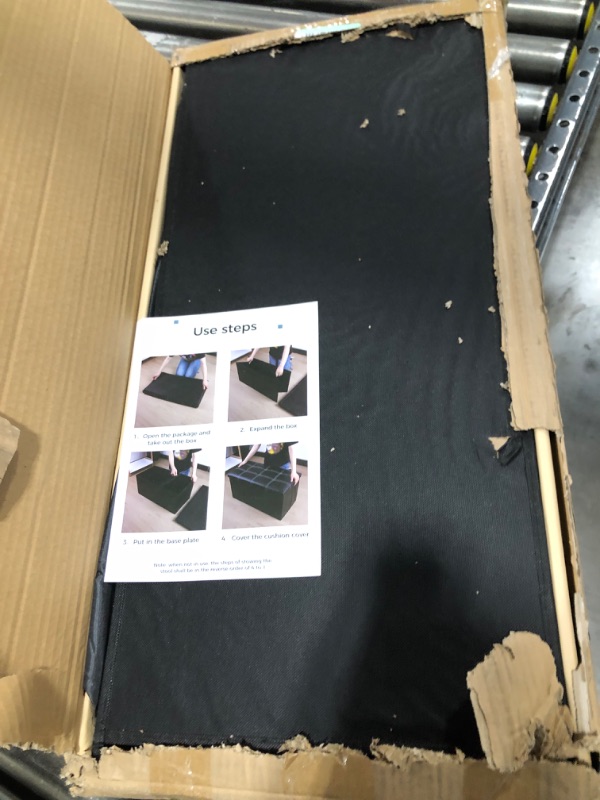 Photo 1 of YAMILAN 30 Inches Folding Storage Ottoman Bench, Rectangle Ottoman Foot Rest with Memory Foam Padded Seat, Faux Leather Ottoman with Storage for Living Room, Bedroom, Entryway, Load 350lbs (Beige)