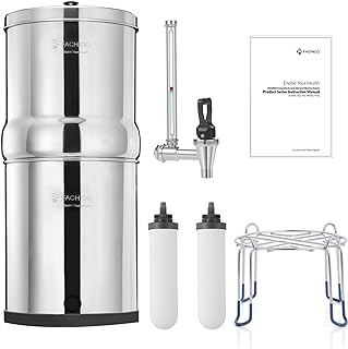 Photo 1 of FACHIOO Gravity-fed Water Filter System, 2.25 Gallon Stainless Steel Countertop System with 2 Ceramics Filters Washable Filters, Metal Water Level Spigot and Stand,Reduce up to 99% Chlorine With Stand