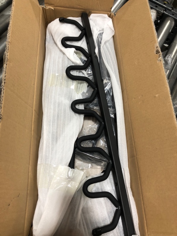 Photo 1 of GOHIKING Metal Gun Rack Wall Mount Rifle Shotgun Hooks and Bow Mount Hangers with Soft Padding Heavy Duty Wall Gun Rack Display Stand 1Pack 6slot