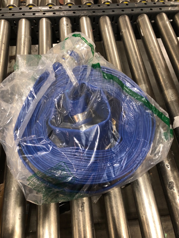 Photo 2 of Poolzilla 2" x 50' Flat Industrial Blue PVC Backwash Hose with Aluminum Camlock with C & E Fittings, Heavy Duty Reinforced Pump Backwash Hose For Swimming Pools & Spas, 90 PSI Max Pressure