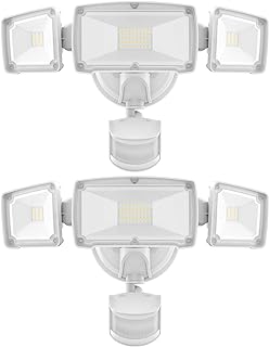 Photo 1 of HGGH 2 Packs Motion Sensor Outdoor Lights LED Security Lights,3 Head Motion Detection Outdoor Lights 6000K IP65 Waterproof,38W 4200LM Flood Lights Outdoor for Yard Garage Porch 38W-2 PACK White