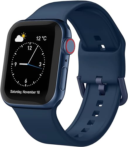 Photo 1 of port Band Compatible with Apple Watch Bands 41mm, Soft Silicone Wristband Replacement Strap with Classic Clasp for iWatch Series 9 Ultra SE 8 7 6 5 4 3 2 1 for Women Men