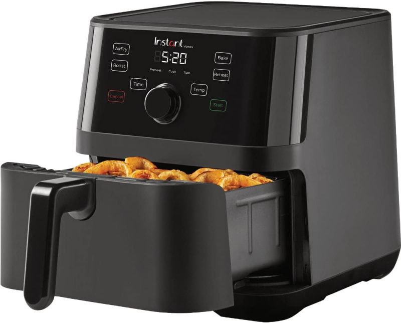 Photo 1 of Instant Vortex 5.7QT Air Fryer, Custom Program Options, 4-in-1 Functions, EvenCrisp Technology that Crisps, Roasts, Bakes and Reheats, 100+ In-App Recipes, from the Makers of Instant Pot, Black