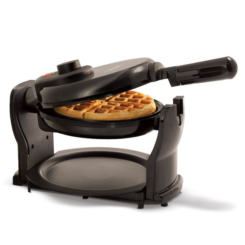 Photo 1 of  BELLA Classic Rotating Belgian Waffle Maker with Nonstick Plates, Removable Drip Tray, Adjustable Browning Control and Cool Touch Handles, Black 