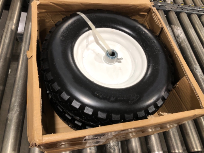 Photo 2 of MaxAuto Wheelbarrow Tire 4.80 4.00-8 Flat-Free 4.80/4.00-8 Tire and Wheel w/Grease Fitting, 3" Centered Hub, 3/4" Bearings, 4.80 4.00-8 Tire for Hand Truck, Trolley, Garden Cart, Wagons