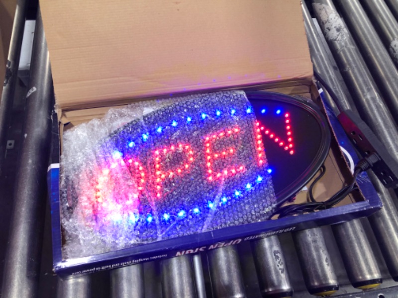 Photo 2 of Ultima LED Neon Open Sign for Business: Lighted Sign Open with Flashing Mode – Indoor Electric Light up Oval Sign for Stores (19 x 10 in) Includes Business Hours and Open & Closed Signs Model 3 19 x 10 in