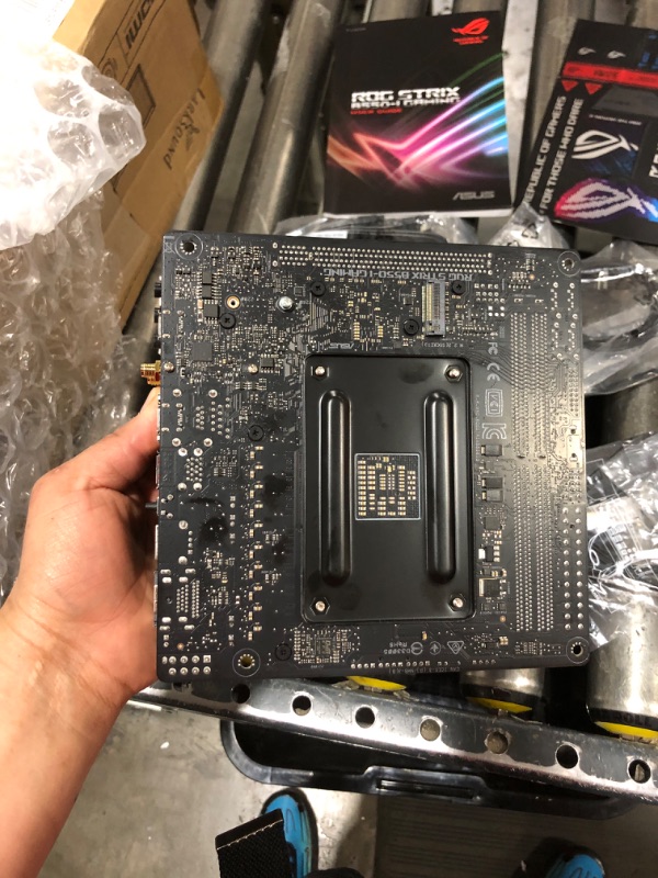 Photo 3 of ASUS ROG Strix B550-I Gaming AMD AM4 (3rd Gen Ryzen™) Mini-ITX SFF Gaming Motherboard (PCIe 4.0, WiFi 6, 2.5Gb LAN, DDR4 5100+ (O.C.), Front USB 3.2 Gen 2 Type-C, Addressable Gen 2 RGB and Aura Sync)