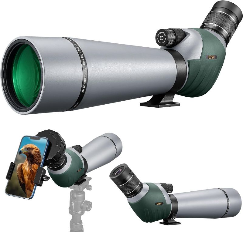 Photo 1 of Gosky 20-60x80 Dual Focusing ED Spotting Scope - Ultra High Definition Optics Scope with Carrying Case and Smartphone Adapter for Target Shooting Hunting Bird Watching Wildlife Astronomy Scenery
