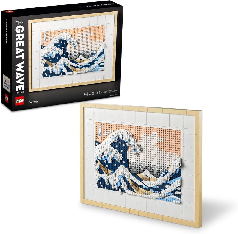 Photo 1 of  LEGO Art Hokusai – The Great Wave 31208, 3D Japanese Wall Art, Framed Ocean Canvas Picture for Home or Office Décor, Creative DIY Activity, Arts & Crafts Kit, Hobbies for Adults 