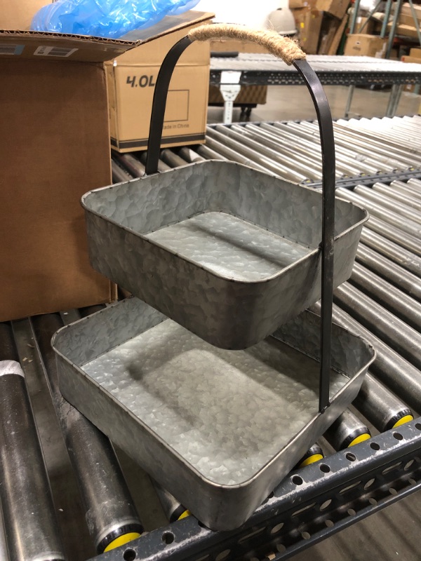 Photo 1 of 2 TIER GALVANIZED TIN DISPLAY BASKET