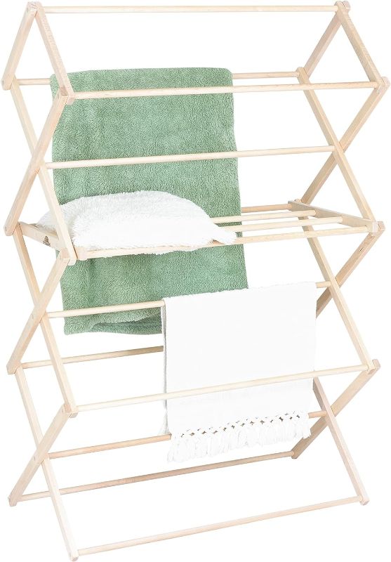 Photo 1 of  Pennsylvania Woodworks Clothes Drying Rack: Solid Maple Hardwood Laundry Rack for Bedding, Blankets, Towels & More, Heavy Duty, Folding Drying Rack Made in USA, No Assembly Needed, Extra Large 