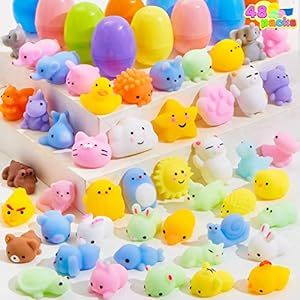 Photo 1 of  48 Pcs Mochi Squishy Toy Prefilled Easter Eggs,Cute Animals Mochi Squeeze Stress Relief Toys Kawaii Mini Soft Squeeze Mochi For Easter Party Favors, Easter Egg Hunt, Easter Goodie Bag Fillers 