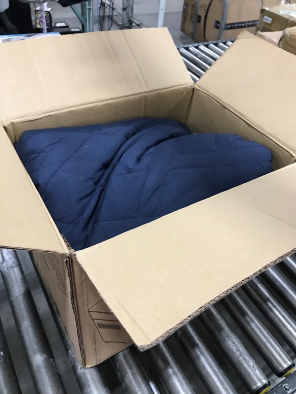 View 2 of HORIMOTE HOME Quilt Set King Size Navy Blue, Classic Geometric Diamond Stitched Pattern, Ultra Soft Lightweight Quilted Bedspread Coverlet for All Season Dark Navy King