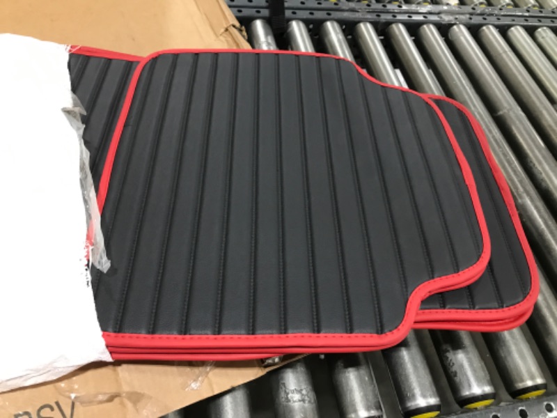 Photo 1 of CAR PASS Universal Fit Leather 4pcs Car Floor Mat,Front and Rear mats Set,Fit for Suvs,Trucks,sedans,Vans,Set of 4((Black and Red)