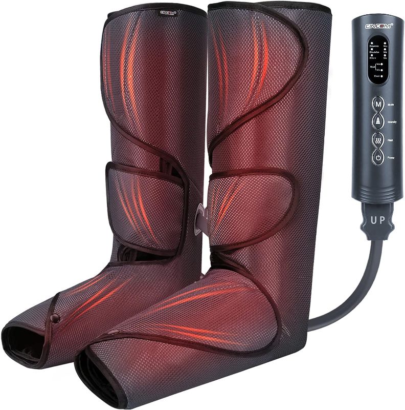 Photo 1 of CINCOM Leg Massager with Heat for Circulation and Pain Relief - Air Compression Massage for Foot & Calf - Gifts for Mom and Dad(FSA or HSA Eligible)
