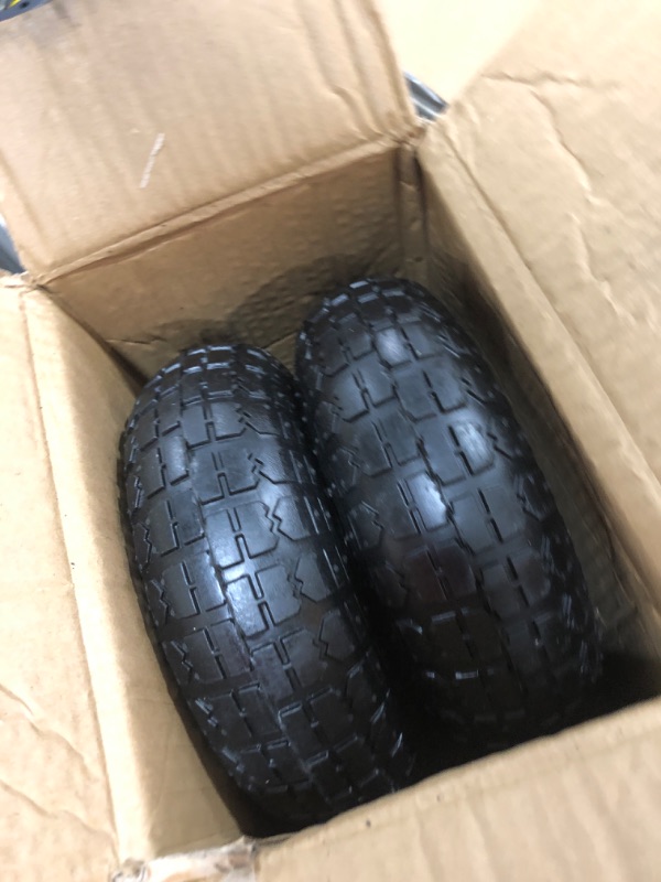 Photo 2 of 4 Pack 10” Heavy-Duty Replacement Tires and Wheels - 4.10/3.50-4” With 10” Inside Tube, 5/8” Axle, 1 3/4” Offset Hub, Double Sealed Bearings Suitable for Hand Truck, Dolly, and Gorilla Cart By RamPro 4 PACK 10 Inch