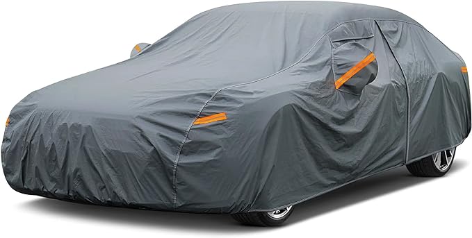 Photo 1 of GUNHYI 16 Layers Car Cover All Weather Waterproof with Zipper, Universal Fit Tesla Model 3, Kia K5/Stinger, Nissan Altima/Maxima, Chevrolet Malibu, Hyundai Sonata, Subaru Legacy etc 1 Fit Sedan length 186-193 inch gray