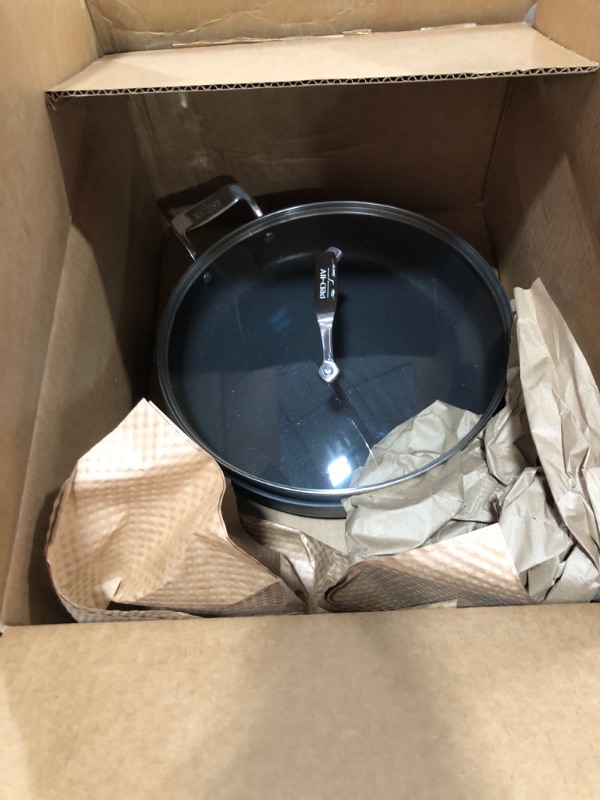 Photo 2 of All-Clad HA1 Hard Anodized Nonstick Frying Pan with Lid, 12 Inch Pan Cookware, Medium Grey 12" Induction Base Frying Pan0