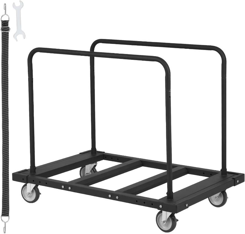 Photo 1 of VEVOR Folding Table Cart, 1800 LBS Heavy Duty Table Trolley with 5" Swivel Wheels, Black Desk Trolley for Garage, Home, Warehouse, Party Event Hotel...
