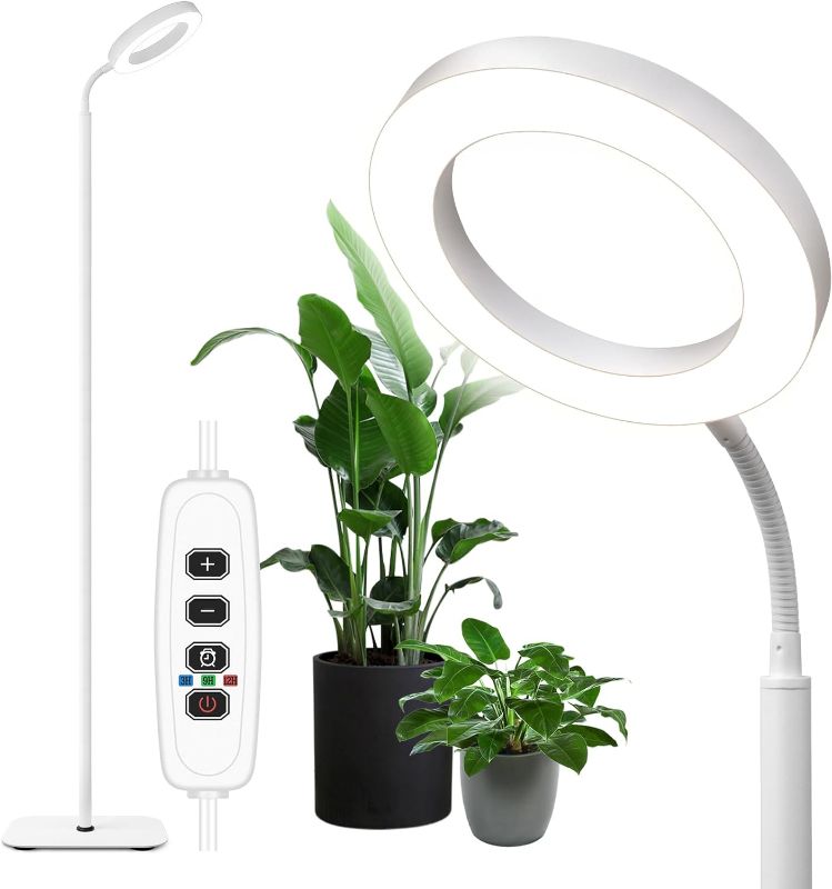 Photo 1 of  MistyJungle Grow Light for Indoor Plants, Floor Full Spectrum Plant Light with Stand, Large Growing Lamps with Automatic Timer, 60 Inch Height Adjustable,10 Level Dimmable, Silver Halo Growth Lamp 