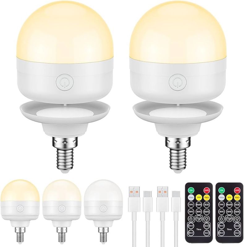 Photo 1 of 2Packs E12 Rechargeable Light Bulbs 