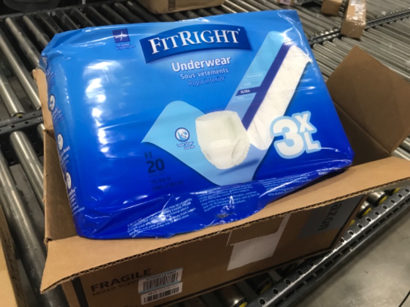 Photo 1 of Medline FitRight Adult Incontinence Underwear, Heavy Absorbency, 3X-Large, 75"-94" Waist (20 Count) 3X Large