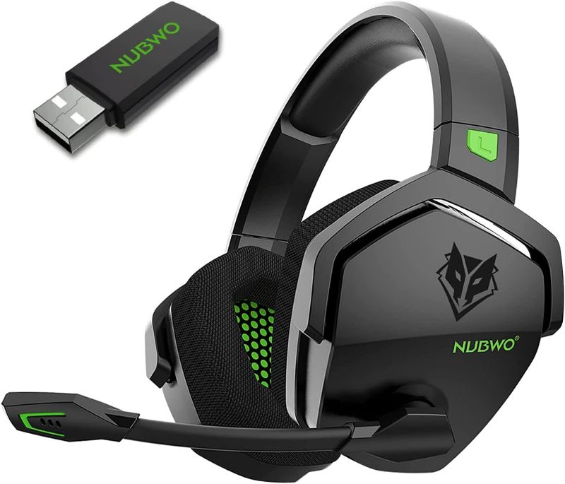 Photo 1 of  NUBWO G06 Dual Wireless Gaming Headset with Microphone for PS5, PS4, PC, Mobile, Switch: 2.4GHz Wireless + Bluetooth - 100 Hr Battery - 50mm Drivers - Green 