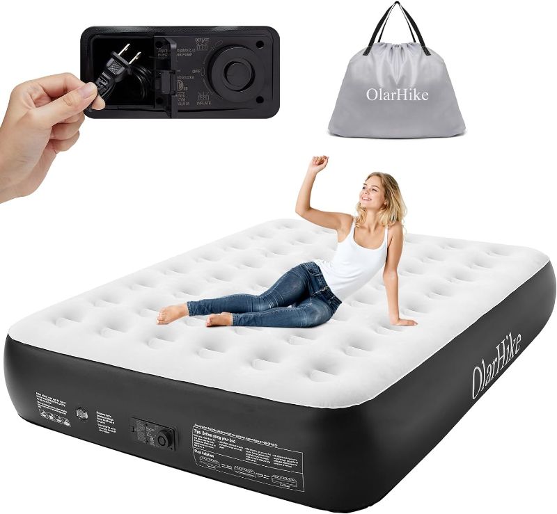 Photo 1 of  OlarHike Queen Air Mattress with Built in Pump,Inflatable Blow Up Airbed with Storage Bag,13" High Speed Inflation Black, Camping Accessories, Travel and Guests & Indoor 