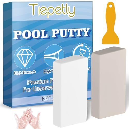 Photo 1 of  Tiepetly Pool Putty, 2 Part Epoxy Putty Set, Fix Leaks Cracks Underwater or Above, for Tile, Concrete, Fiberglass, Cement and Other Surfaces (White) 
