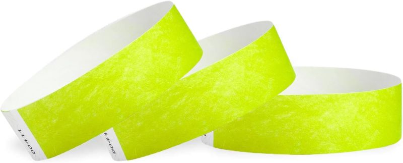 Photo 1 of  WristCo Neon Yellow Tyvek Wristbands for Events – 500 Count – Tamper-Proof Design & Fluorescent Color Prevent Reuse – Premium-Grade Bracelets for Hospital & Medical ID, Party & VIP Identification 
