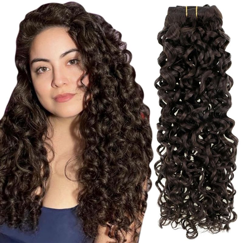 Photo 1 of Hetto Curly Hair Clip in Extensions Human Hair #2 Darkest Brown Curly Clip in Human Hair Extensions Natural Wavy Clip in Hair Extensions Human Hair 18 Inch 7Pcs 105g 