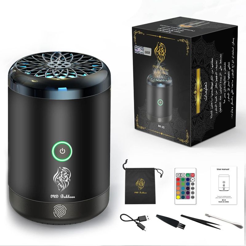 Photo 1 of  Electric Incense Burner,Portable USB Rechargeable Aroma Diffuser with 16 Colors LED Lights,Car Smart Electric Incense Burner, Arabian bakhoor Burner for Home Use 