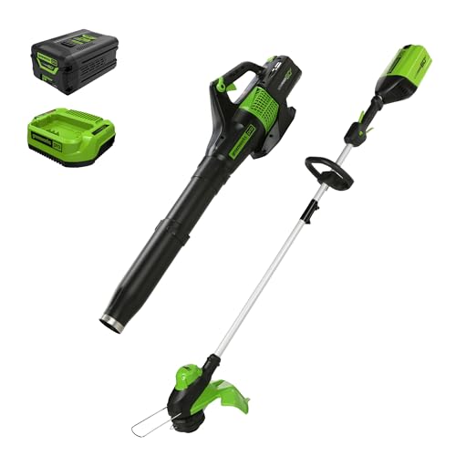 Photo 1 of Greenworks 60V 13" Cordless String Trimmer & Leaf Blower Combo Kit, 4.0 Ah Battery and Charger Included