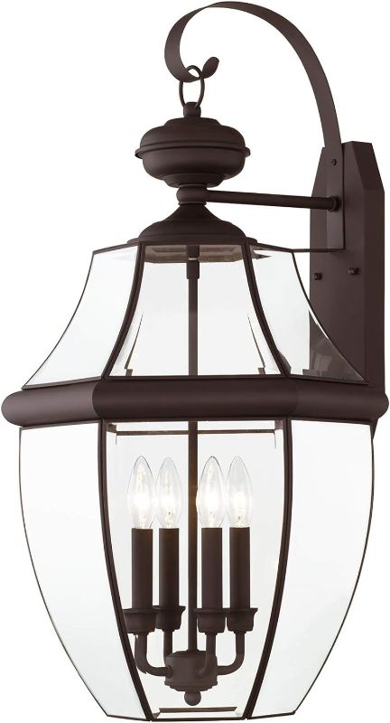 Photo 1 of  Livex Lighting 2356-07 Outdoor Wall Lantern with Clear Beveled Glass Shades, Bronze 