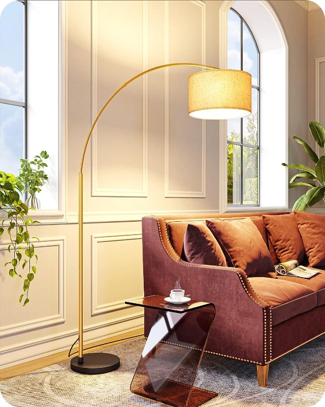 Photo 1 of EDISHINE 75.6" Gold Arched Floor Lamp, Mid Century Modern Reading Lights Over Chair, Tall Arc Standing Lamps for Living Room for Living Room, Home Office, Reading Room, Dining Room
