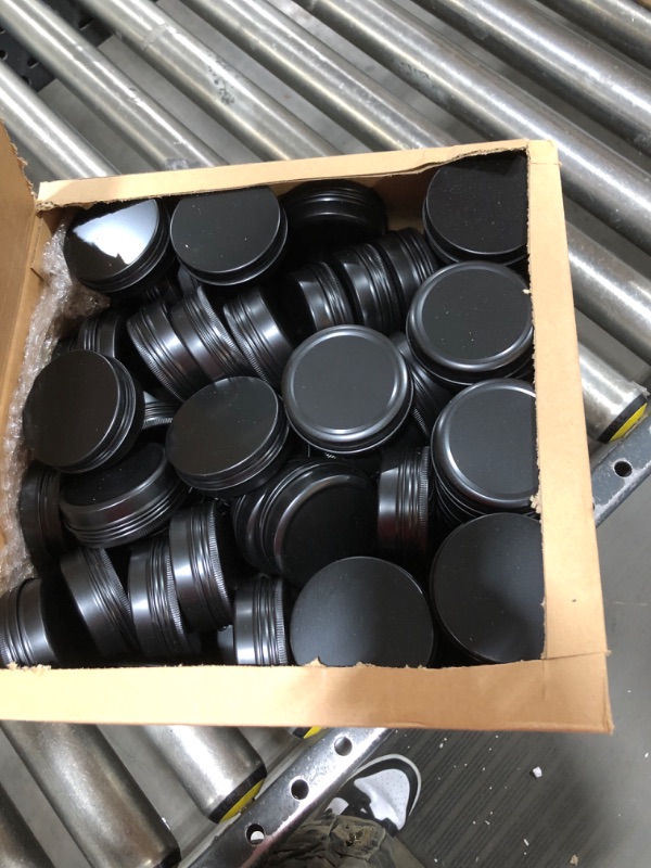 Photo 2 of 96 Pcs 2 oz Aluminum Tin Jars Containers Metal Leak Proof Cosmetic Tin Jars Containers Round Screw Lids Lip Balm Containers Black Tin Can Empty Refillable Cosmetic Jars DIY Tins Storage