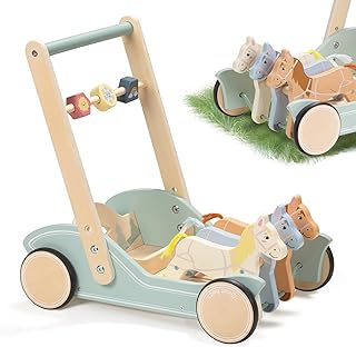 Photo 1 of Giant bean Wooden Baby Walker for Boys and Girls, Galloping Ponies Push and Pull Learning Activity Walker, Baby Push Walker Toys Develops Motor Skills & Stimulates Creativity Galloping Ponies walker