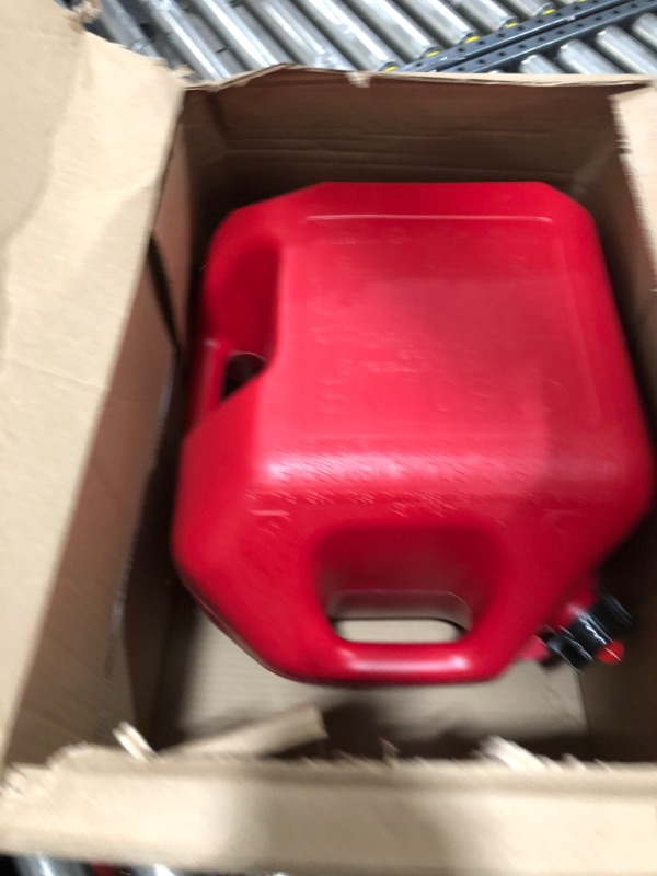 Photo 2 of Midwest Can Company 5610 5-Gallon EPA & CARB Compliant Gas Can Fuel Container Jug with Spout and Flame Shield System, Red