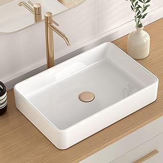 Photo 1 of KES Bathroom Vessel Sink 20 Inch Above Counter Rectangular White Ceramic Countertop Sink for Cabinet Lavatory Vanity, BVS123S50 19.9" X 13.4" Rectangle White