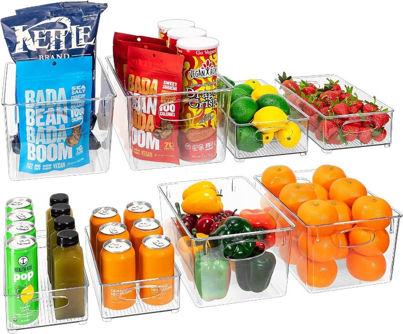 Photo 1 of  Sorbus Set of 8 Clear Fridge Organizers - Refrigerator & Pantry Bins for Organizing Food - 2 Different Sizes with Handles - Kitchen, Bathroom, & Closet Storage Containers 