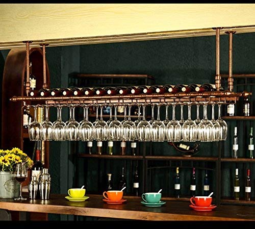 Photo 1 of WGX Design For You Wine Bar Wall Rack 60'' Hanging Bar Glass Rack&Hanging Bottle Holder Adjustable(Bronze)